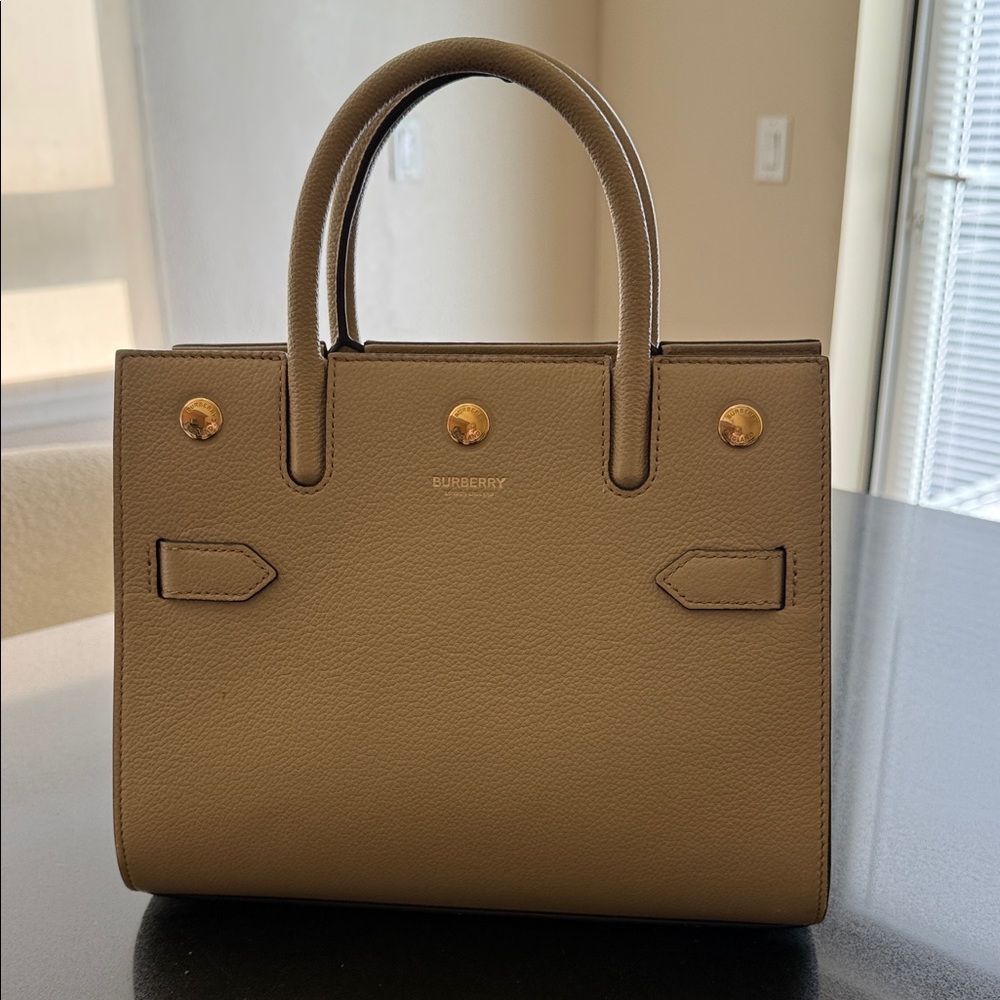 Burberry Taupe Tote with Gold Details